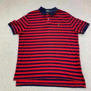 VTG Polo Ralph Lauren Shirt XL Etra Large Striped Cotton Green Pony Short Sleeve